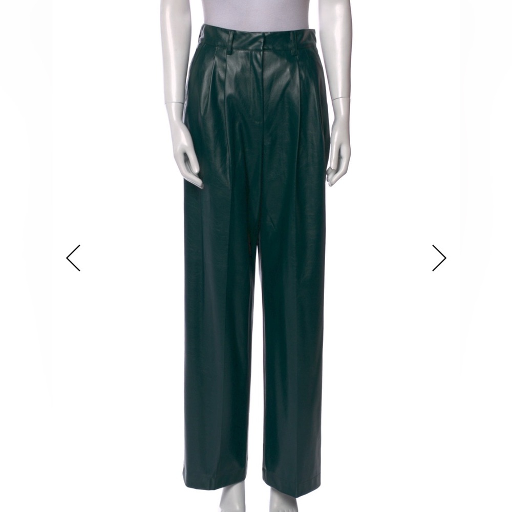 Aknvas Dark Green Wide Leg Leather Pants Size Small